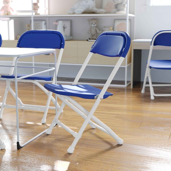 Flash Furniture Kids Blue Plastic Folding Chair - 10-Y-KID-BL-GG