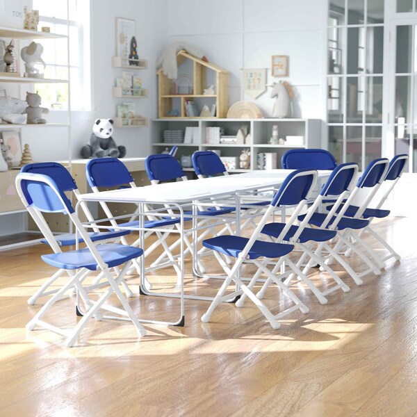Flash Furniture Kids Blue Plastic Folding Chair - 10-Y-KID-BL-GG
