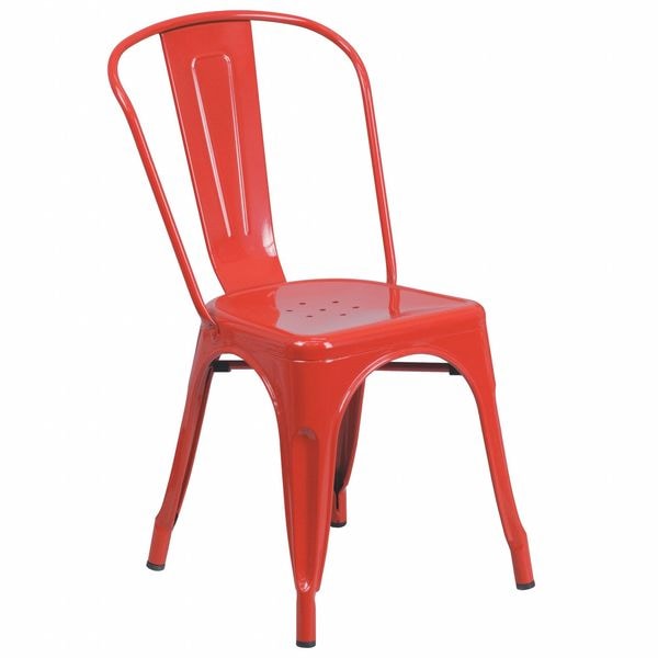 Flash Furniture Red Metal Indoor-Outdoor Stackable Chair - CH-31230-RED-GG