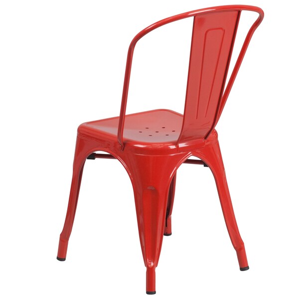 Flash Furniture Red Metal Indoor-Outdoor Stackable Chair - CH-31230-RED-GG