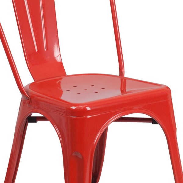 Flash Furniture Red Metal Indoor-Outdoor Stackable Chair - CH-31230-RED-GG