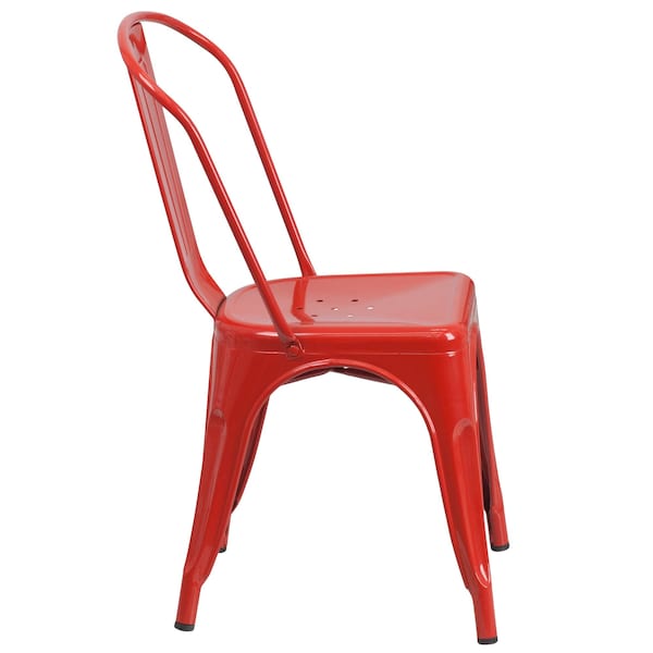 Flash Furniture Red Metal Indoor-Outdoor Stackable Chair - CH-31230-RED-GG