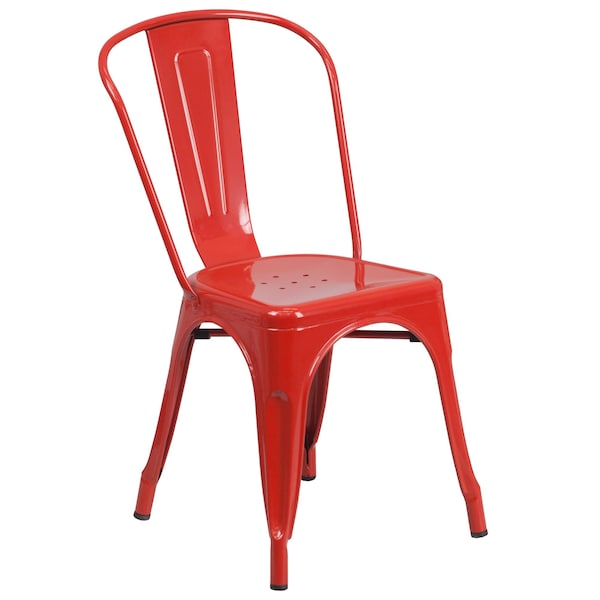 Flash Furniture Red Metal Indoor-Outdoor Stackable Chair - CH-31230-RED-GG