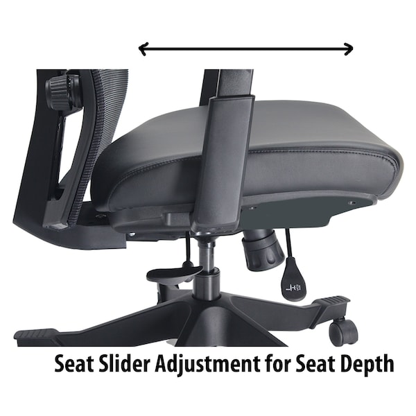 We'Re It Mesh it, Twyst Series Flex Mesh Back Task Chair with Adjustable Arms and Seat Slide in Black - EM5225AM-MBLK