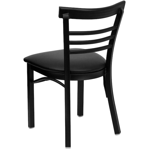 Flash Furniture Black Three-Slat Ladder Back Metal Chair, Black Vinyl Seat, PK2 - 2-XU-DG6Q6B1LAD-BLKV-GG
