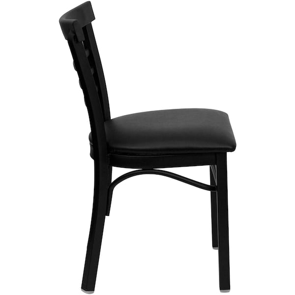 Flash Furniture Black Three-Slat Ladder Back Metal Chair, Black Vinyl Seat, PK2 - 2-XU-DG6Q6B1LAD-BLKV-GG
