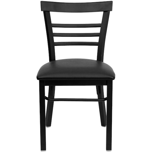 Flash Furniture Black Three-Slat Ladder Back Metal Chair, Black Vinyl Seat, PK2 - 2-XU-DG6Q6B1LAD-BLKV-GG