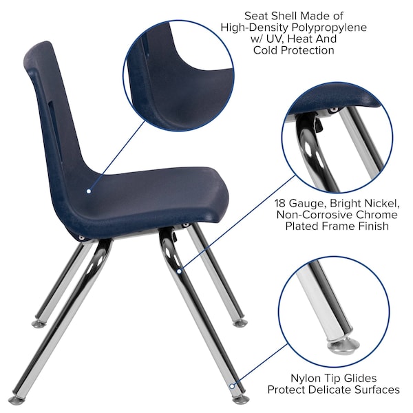 Flash Furniture Advantage Navy Student Stack School Chair, 14" - ADV-SSC-14NAVY