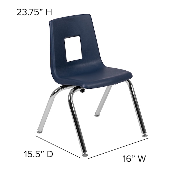 Flash Furniture Advantage Navy Student Stack School Chair, 14" - ADV-SSC-14NAVY