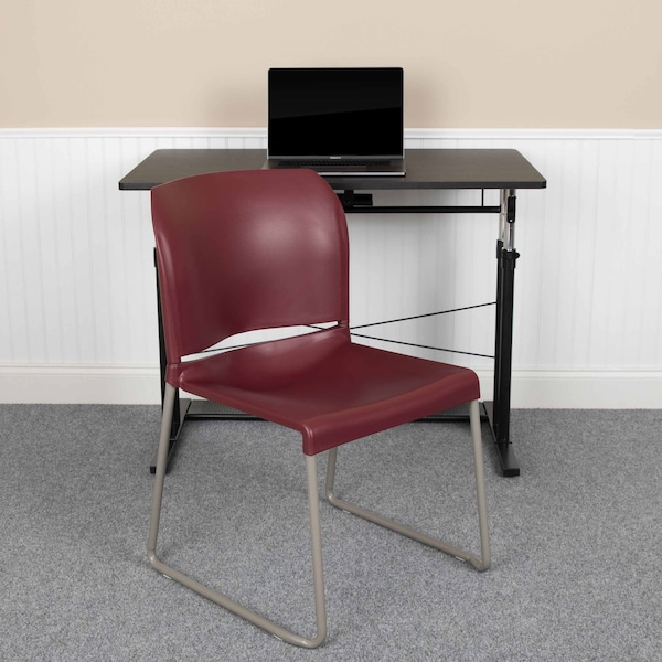 Flash Furniture Burgundy Plastic Stack Chair, PK5 - 5-RUT-238A-BY-GG