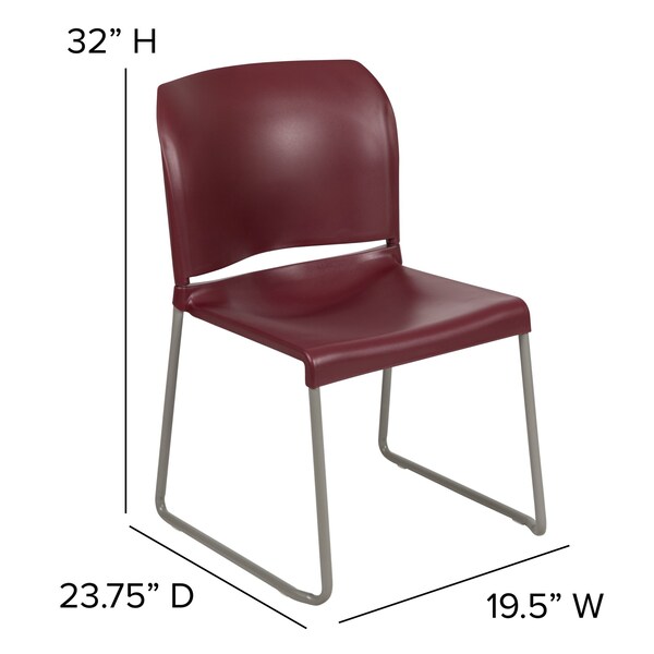 Flash Furniture Burgundy Plastic Stack Chair, PK5 - 5-RUT-238A-BY-GG