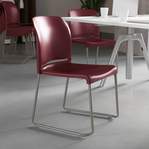 Flash Furniture Burgundy Plastic Stack Chair, PK5 - 5-RUT-238A-BY-GG