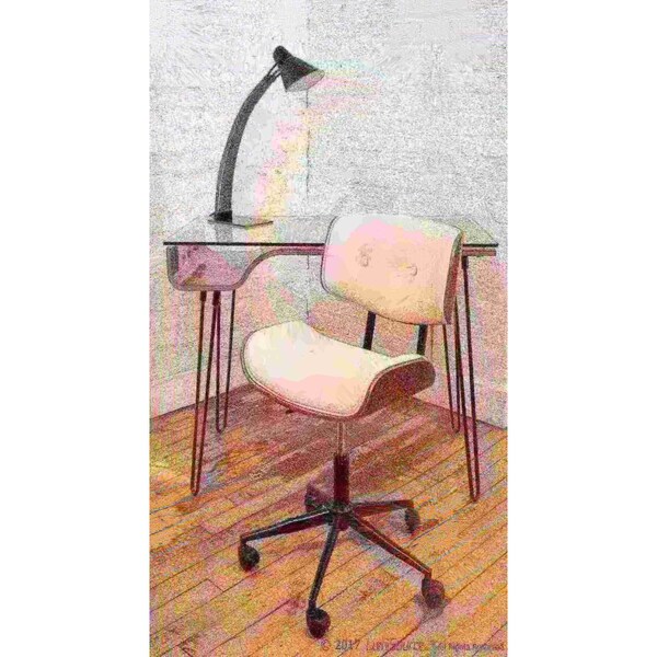 Lumisource Lombardi Adjustable Office Chair in Walnut and Cream - OC-JY-LMB WL+CR