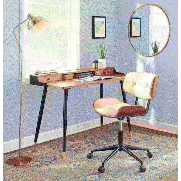 Lumisource Lombardi Adjustable Office Chair in Walnut and Cream - OC-JY-LMB WL+CR