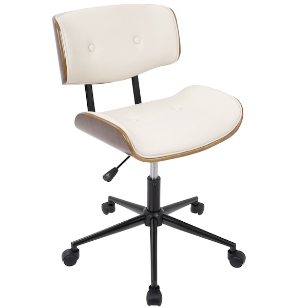 Lumisource Lombardi Adjustable Office Chair in Walnut and Cream - OC-JY-LMB WL+CR