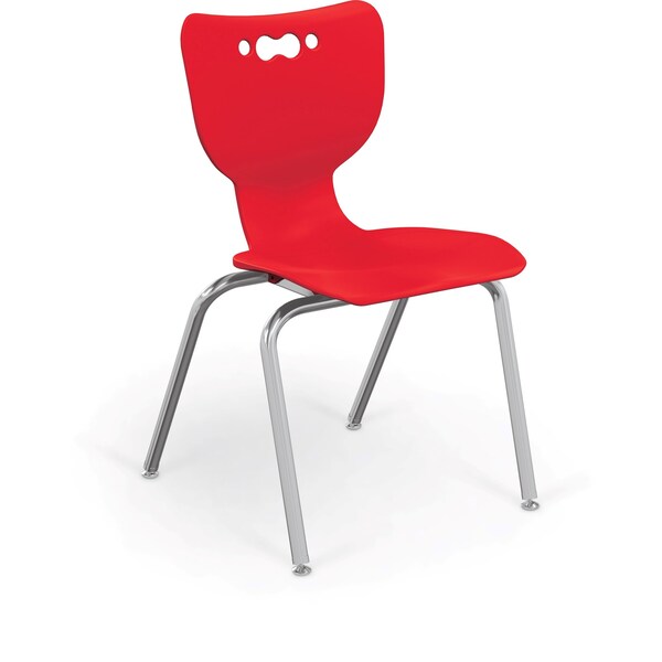 Mooreco Hierarchy School Chair, 4 Leg, 18" Chrome Frame, Red Armless Shell, PK5 - 53318-5-RED-NA-CH