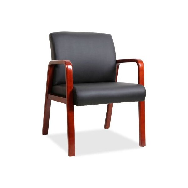 Lorell Lorell Black Leather Wood Frame Guest Chair - Black with Mahogany Frame - 40202