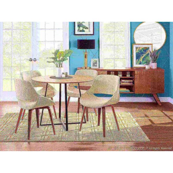 Lumisource Fabrico Dining/Accent Chair in Walnut and Cream Noise Fabric, PK 2 - CH-FBCONL WL+CR2