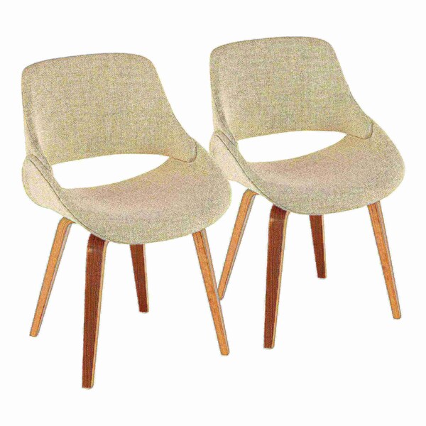 Lumisource Fabrico Dining/Accent Chair in Walnut and Cream Noise Fabric, PK 2 - CH-FBCONL WL+CR2