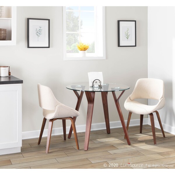 Lumisource Fabrico Dining/Accent Chair in Walnut and Cream Noise Fabric, PK 2 - CH-FBCONL WL+CR2