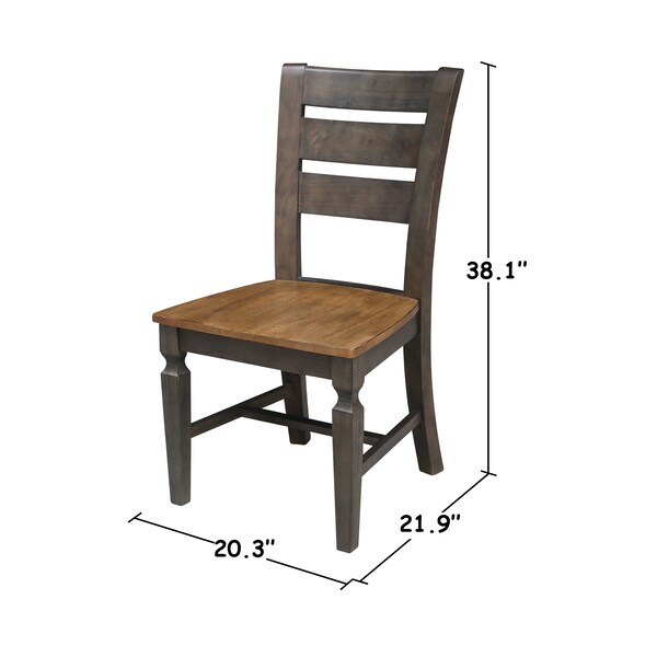 International Concepts Vista Ladderback Chair, Set of 2 Chairs, Hickory/Washed Coal - C45-57P