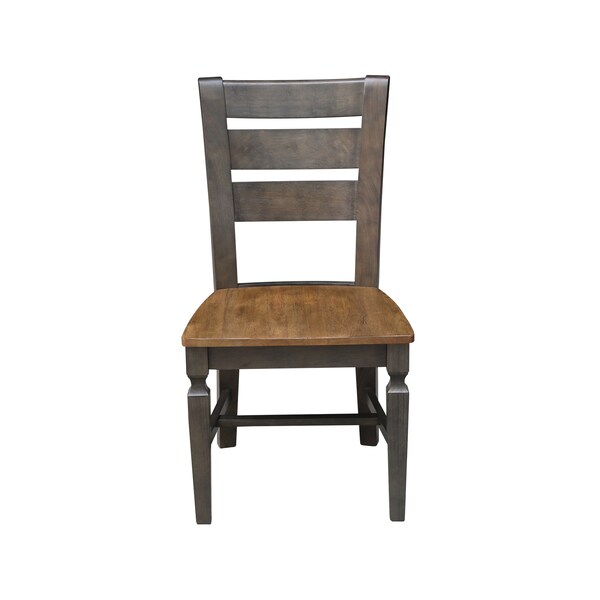 International Concepts Vista Ladderback Chair, Set of 2 Chairs, Hickory/Washed Coal - C45-57P