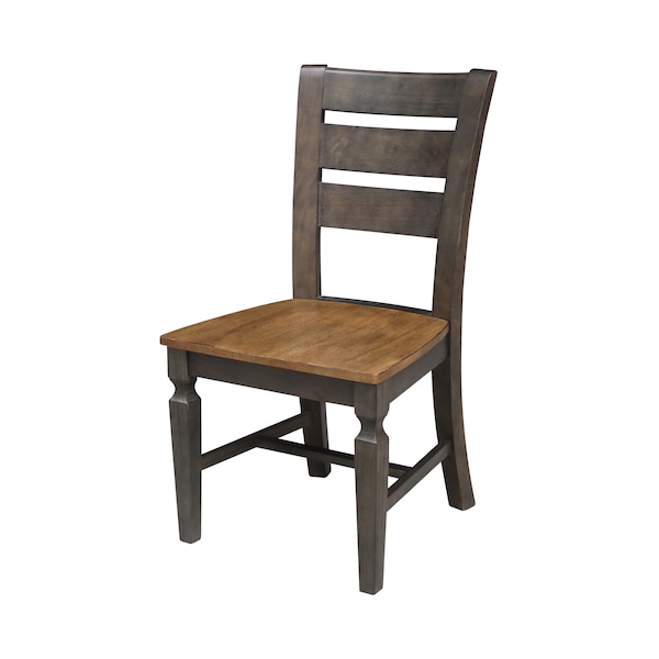 International Concepts Vista Ladderback Chair, Set of 2 Chairs, Hickory/Washed Coal - C45-57P