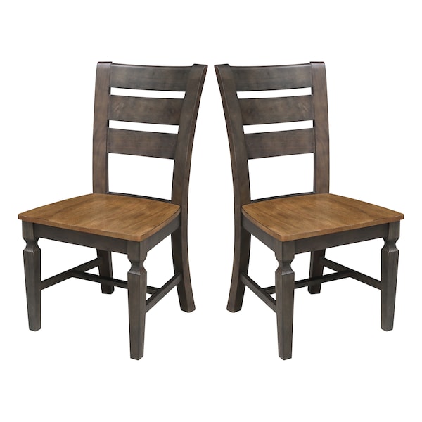 International Concepts Vista Ladderback Chair, Set of 2 Chairs, Hickory/Washed Coal - C45-57P
