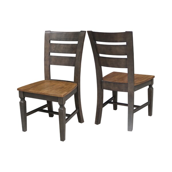 International Concepts Vista Ladderback Chair, Set of 2 Chairs, Hickory/Washed Coal - C45-57P