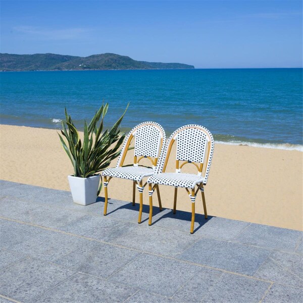 Safavieh 19.75 x 21.5 x 35 in. California Side Chair, White & Navy, 2PK - PAT7530D-SET2