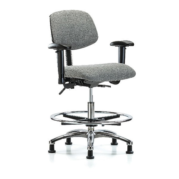 Blue Ridge Ergonomics Medium Bench Chair Chair, Fab, Med Ben, Chr Tilt AA CF Gld Gry, Adjustable Arms, 22" to 29" Height - BR-FMBCH-CR-T1-A1-CF-RG-F44