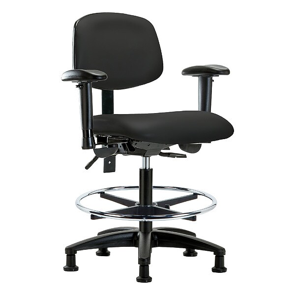 Zoro Select Medium Bench Chair Ergonomic Chair, Adjustable Arms, 21" to 28-1/4" Height, Vinyl, Colonial Blue - BR-VMBCH-RG-T1-A1-CF-RG-8540