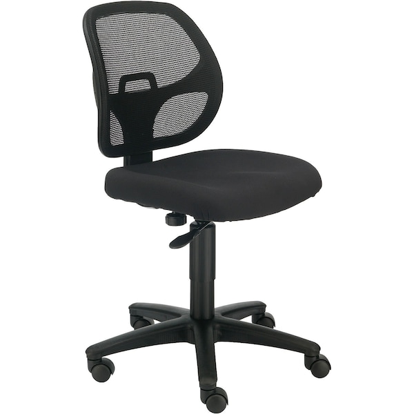 Global Industrial Armless Mesh Back Office Chair, Fabric, Black - 695644BK