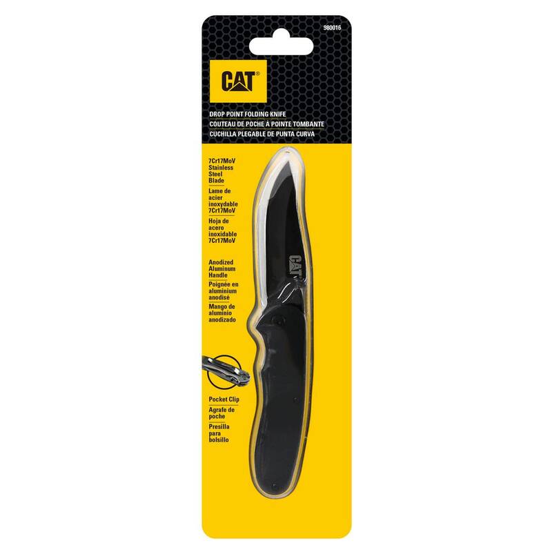 CAT 3 in. Stainless Steel Straight Edge Drop Point Folding Knife - 980016
