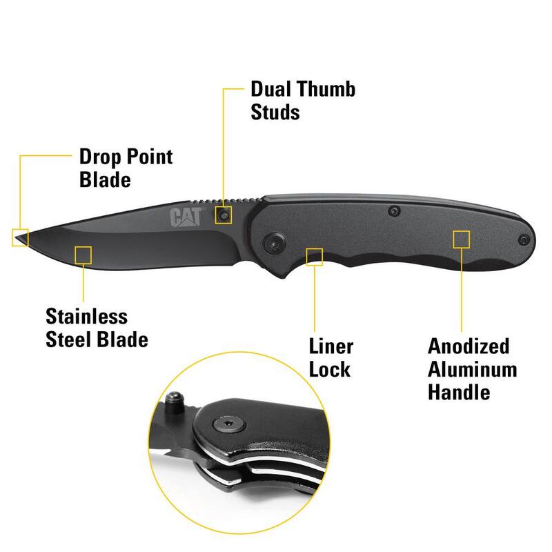 CAT 3 in. Stainless Steel Straight Edge Drop Point Folding Knife - 980016