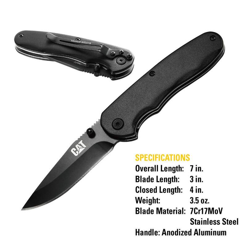 CAT 3 in. Stainless Steel Straight Edge Drop Point Folding Knife - 980016