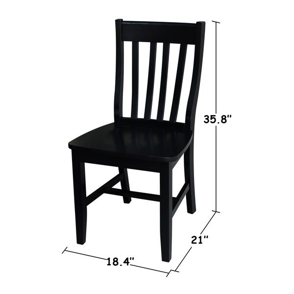 International Concepts Set of 2 Cafe Chairs, Black Seat, Wood Back, 18.4 in W 20.67 in L 36.02 in H, Wood Seat - C46-61P