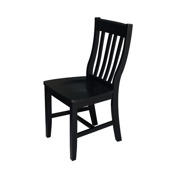 International Concepts Set of 2 Cafe Chairs, Black Seat, Wood Back, 18.4 in W 20.67 in L 36.02 in H, Wood Seat - C46-61P