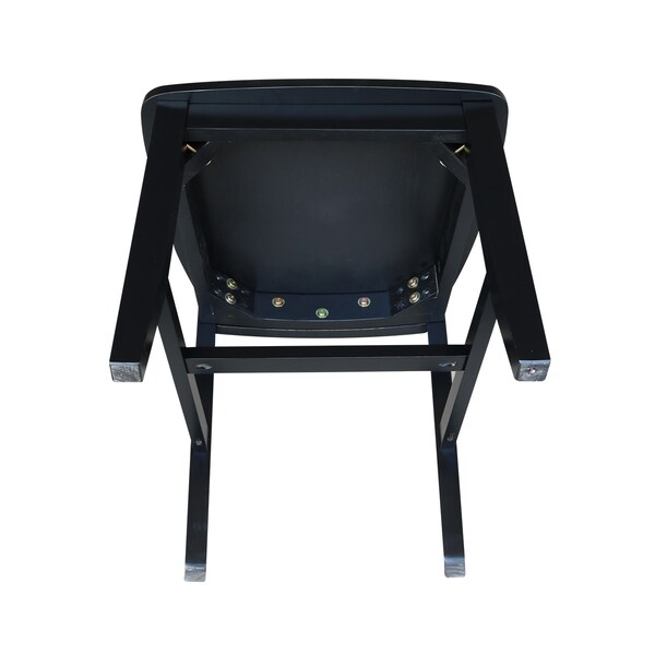 International Concepts Set of 2 Cafe Chairs, Black Seat, Wood Back, 18.4 in W 20.67 in L 36.02 in H, Wood Seat - C46-61P
