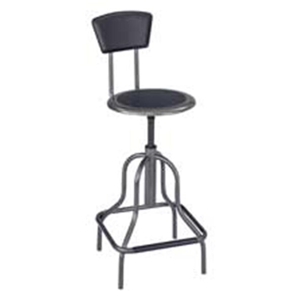 Betterbeds Industrial Stool- Seat Height 22in.-27in.- Seat Back 12in.x7in.- Pewter - BE2655545