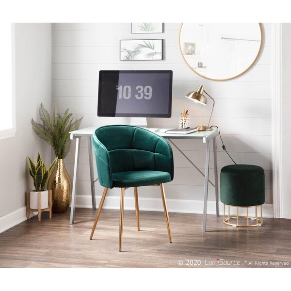 Lumisource Lindsey Chair in Gold Metal and Green Velvet - CH-LINDSY AUVGN