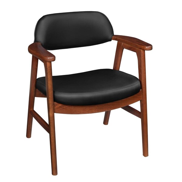 Oasis 476 Sustainable Leather Side Chair, Cherry & Black - OA3178097