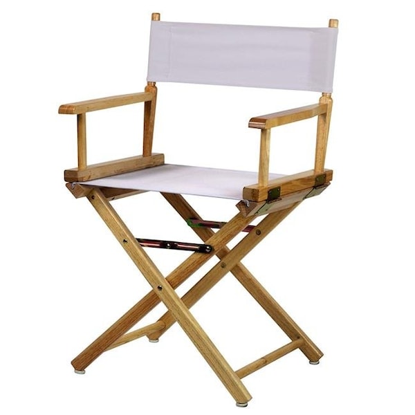 Casual Home Casual Home 200-00-021-29 18 in. Directors Chair Natural Frame with White Canvas - 200-00/021-29