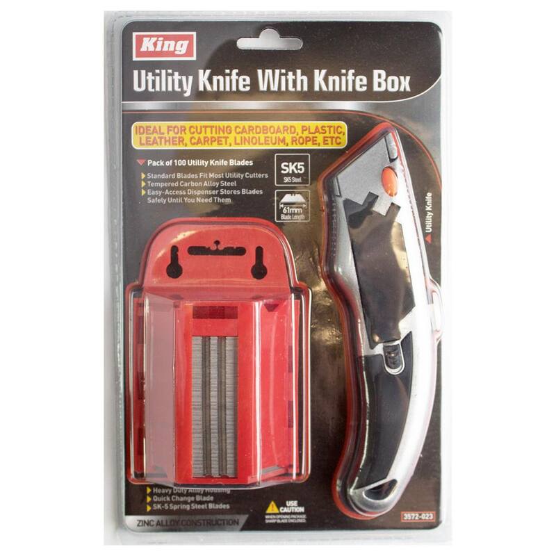 KING Retractable Utility Blade with Blade Holder and 100 Extra Blades - 3572-0