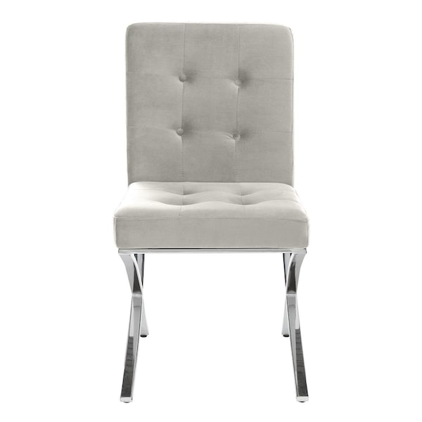 Safavieh Walsh Tufted Side Chair, Grey Velvet & Chrome - FOX6300D