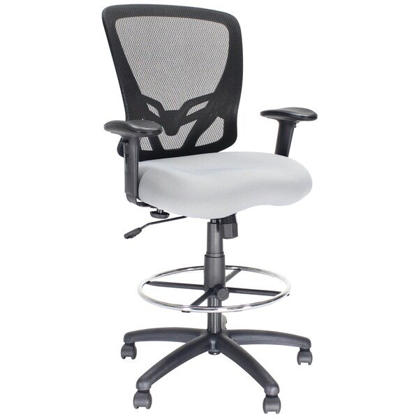 We'Re It Zapp-2 Black Mesh Back Drafting Stool with Footring and Gray Fabric Seat - OFD500ST-GRY