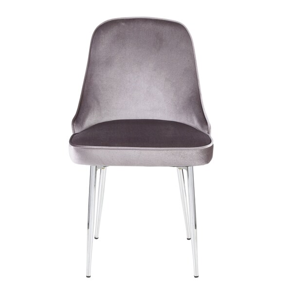Lumisource Marcel Dining Chair with Chrome Frame and Silver Velvet Fabric, PK 2 - DC-MARCL SV2
