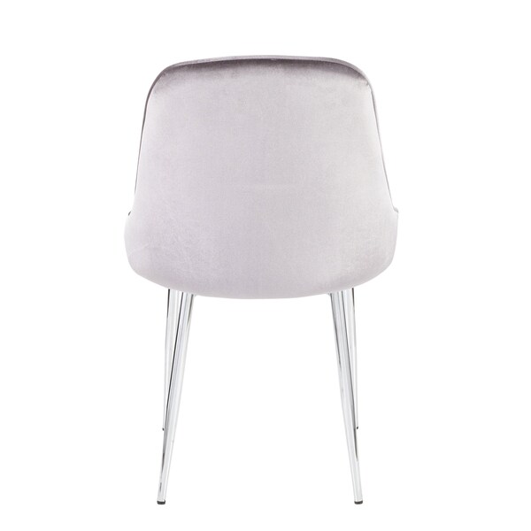 Lumisource Marcel Dining Chair with Chrome Frame and Silver Velvet Fabric, PK 2 - DC-MARCL SV2