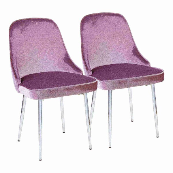Lumisource Marcel Dining Chair with Chrome Frame and Silver Velvet Fabric, PK 2 - DC-MARCL SV2