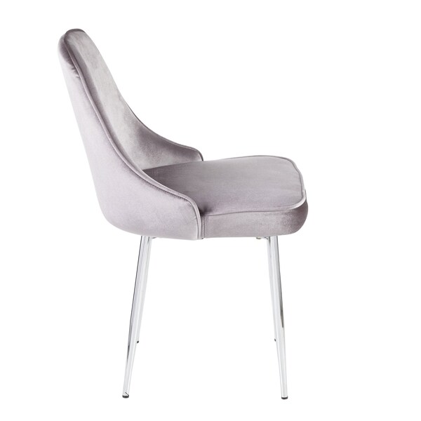 Lumisource Marcel Dining Chair with Chrome Frame and Silver Velvet Fabric, PK 2 - DC-MARCL SV2